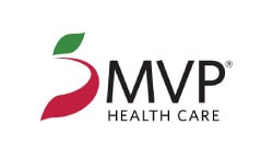 MVP Health Care logo with leaf design.