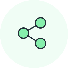 Green share icon with three connected circles